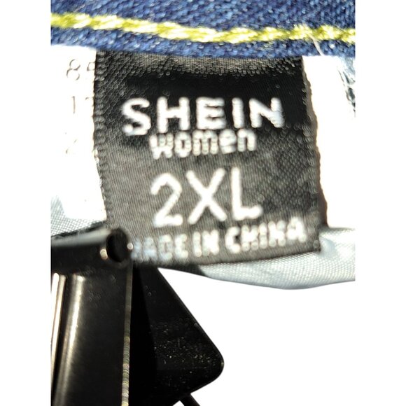 Shein Womens Distressed Skinny Jeans 2XL Blue Ripped Stretch Denim Plus - Picture 2 of 11